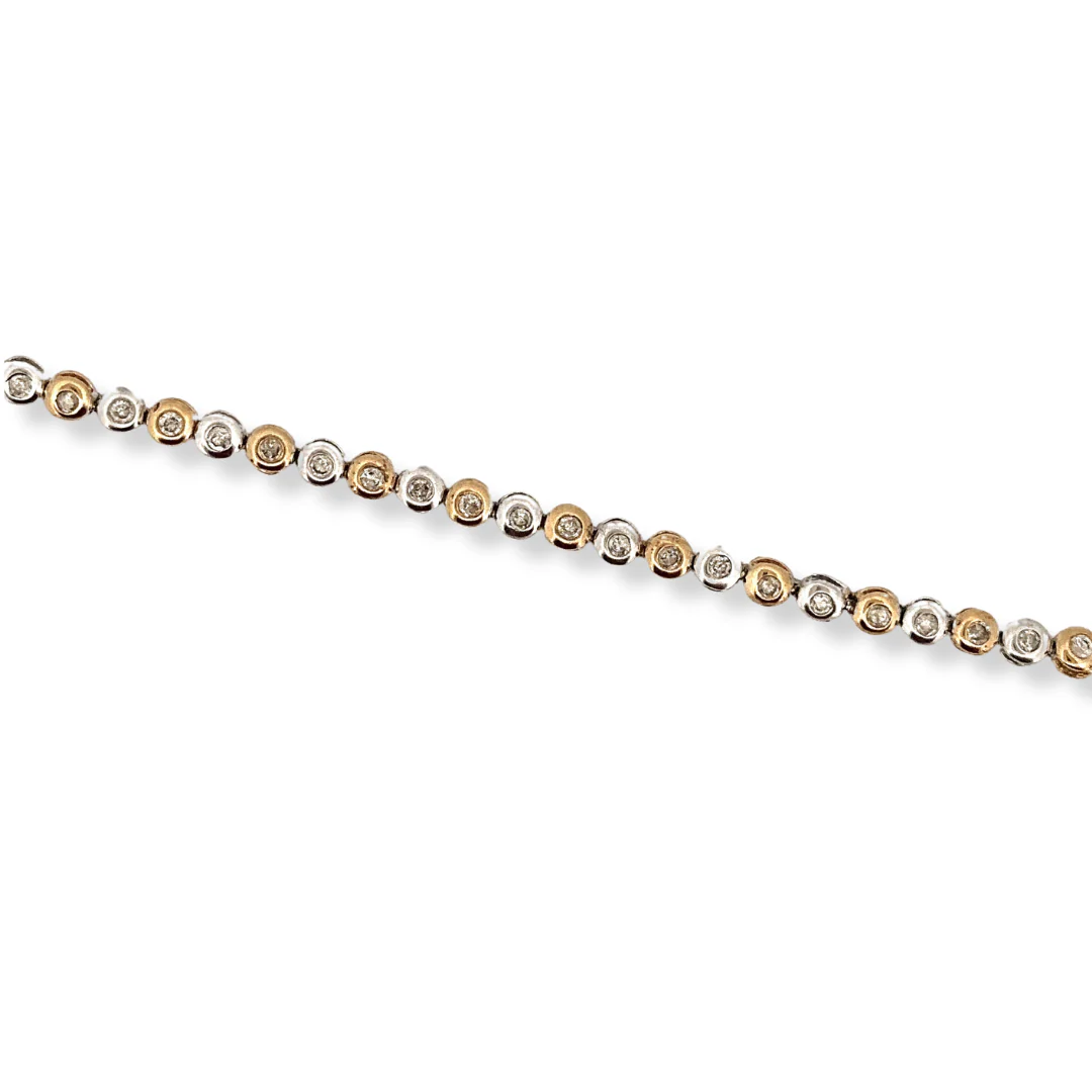 9ct 2/tone diamond bracelet - Image 2