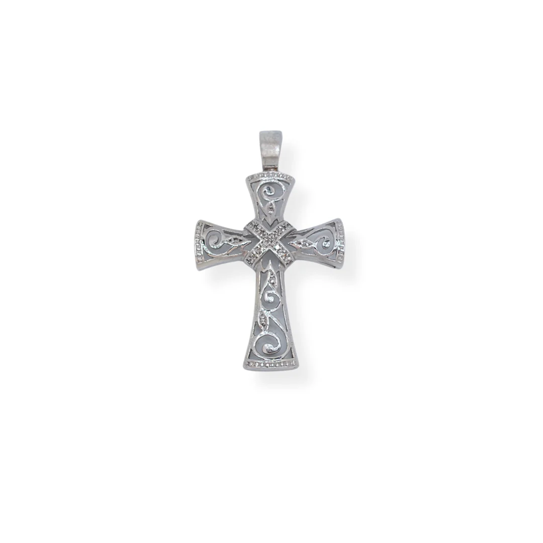 9ct gold patterned cross pendant