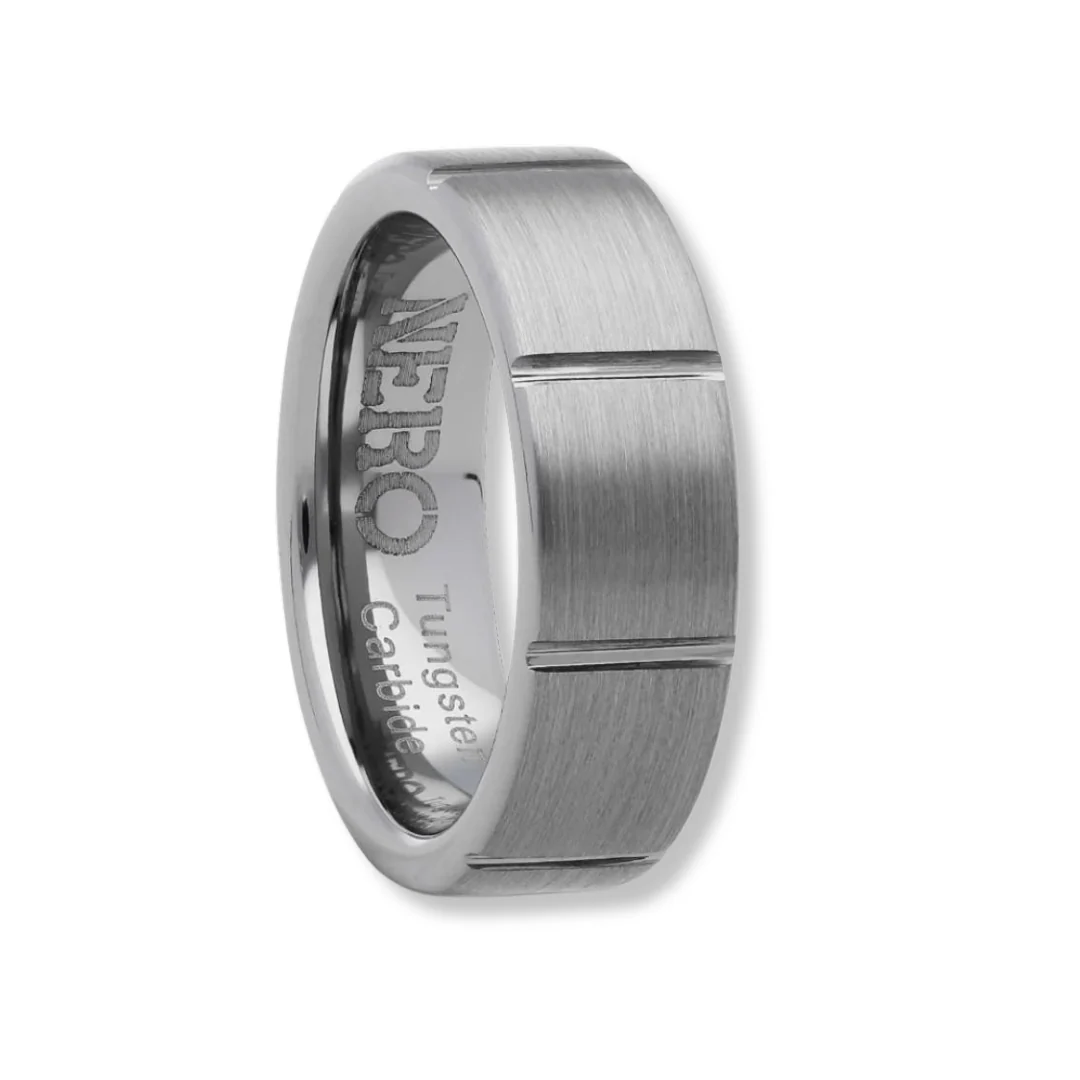 Nero Tungsten silver gap ring