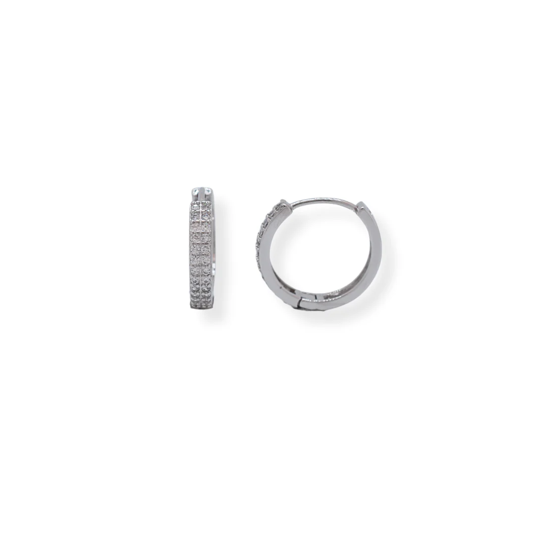 Silver cz hoop earrings